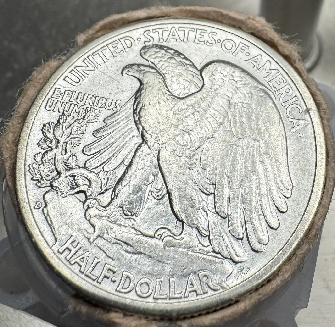 1943-D-Walking-Liberty-Half---Shiny-And-No-Luster
