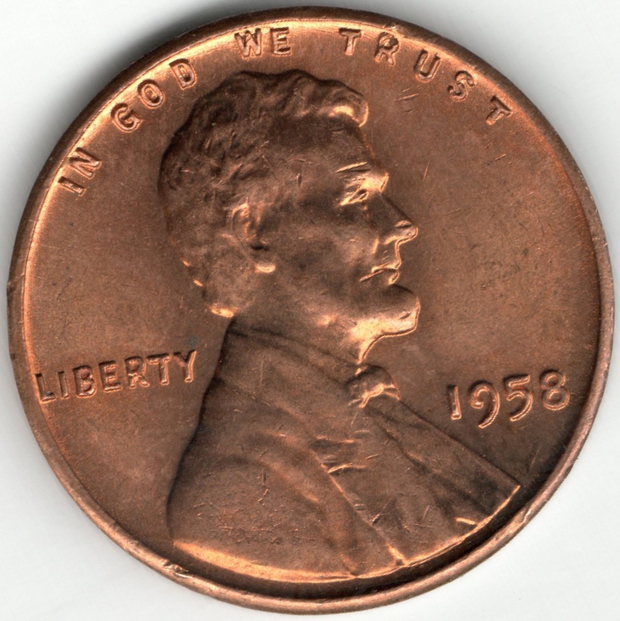 1958-Lincoln-Wheat-Cent.-Beautiful-And-Shiny.-Has-It-Been-Cleaned?