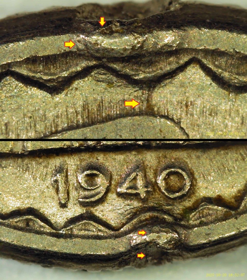 1940-10-Cents---French-Indochina,-Die-Cracks/Deterioration,-And-Unknown