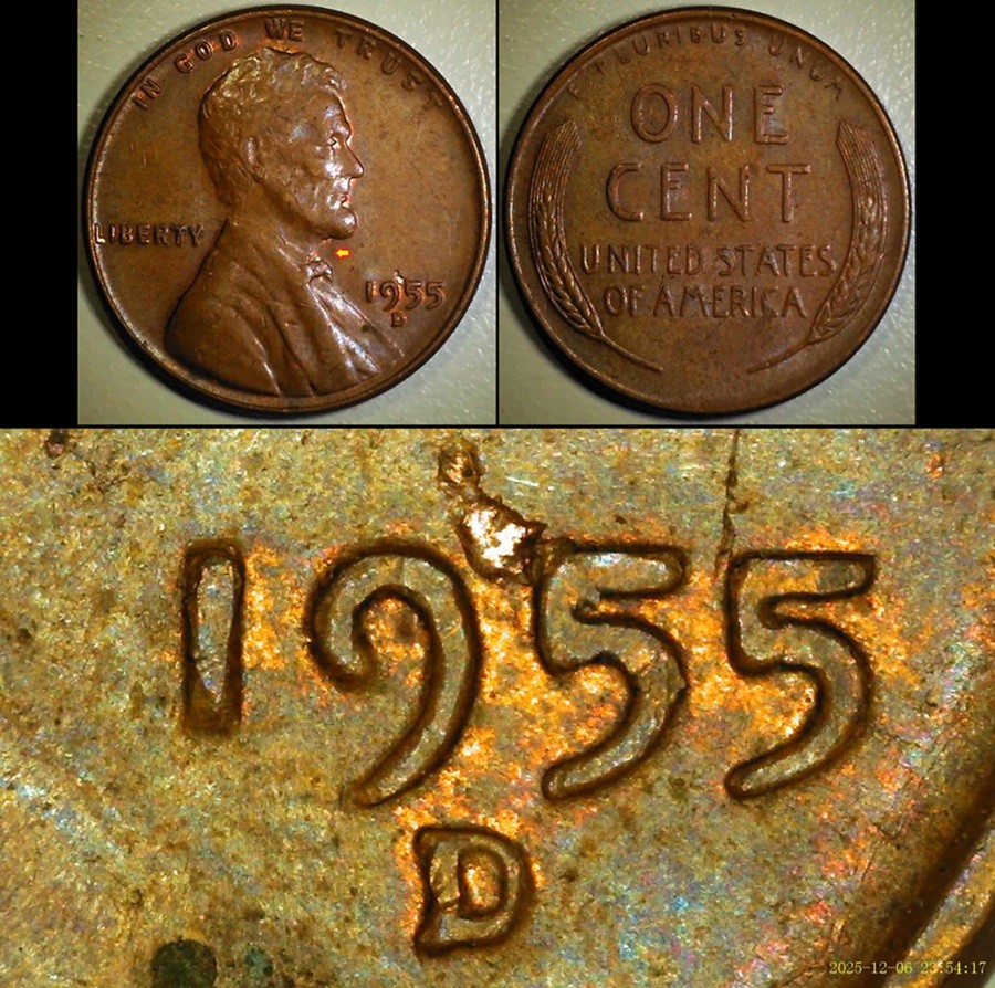 1955-D-LWC-Die-Clash-And-Interesting/Damaged-Date