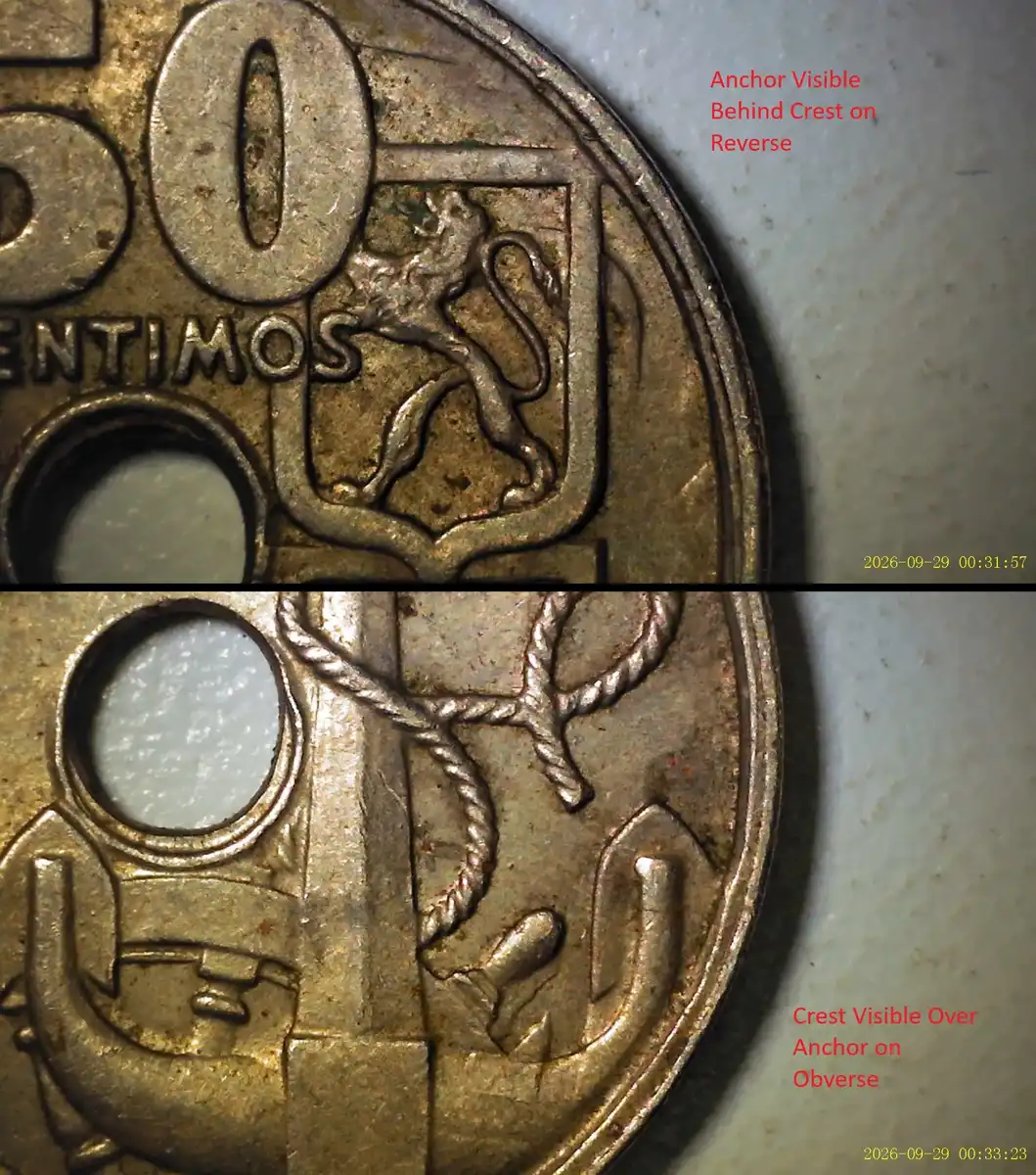 1949-Spain---50-Centimos-W/Strong-Die-Clash+