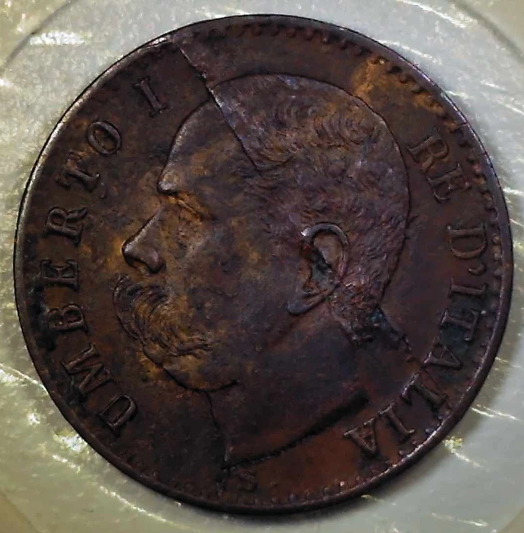 1895-R-Italy---1-Centesimo-W/Impact-Induced-Bi-Level-Radial-Die-Crack