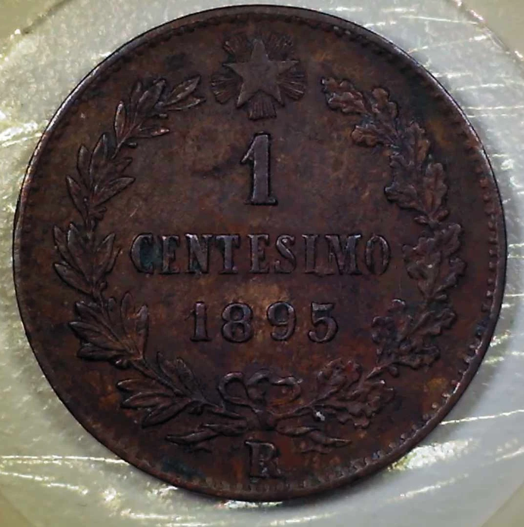 1895-R-Italy---1-Centesimo-W/Impact-Induced-Bi-Level-Radial-Die-Crack