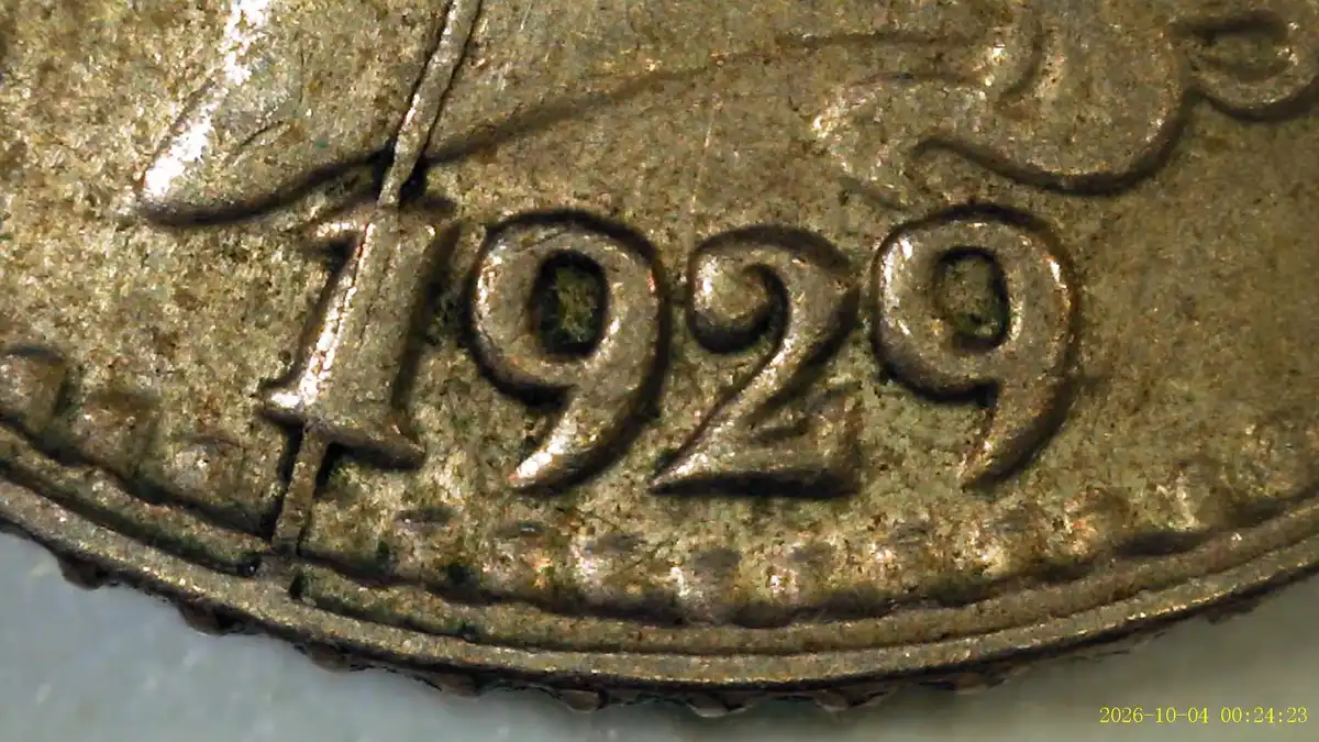 1929-Argentina---5-Centavos-W/Large-Die-Crack-&-Fridb