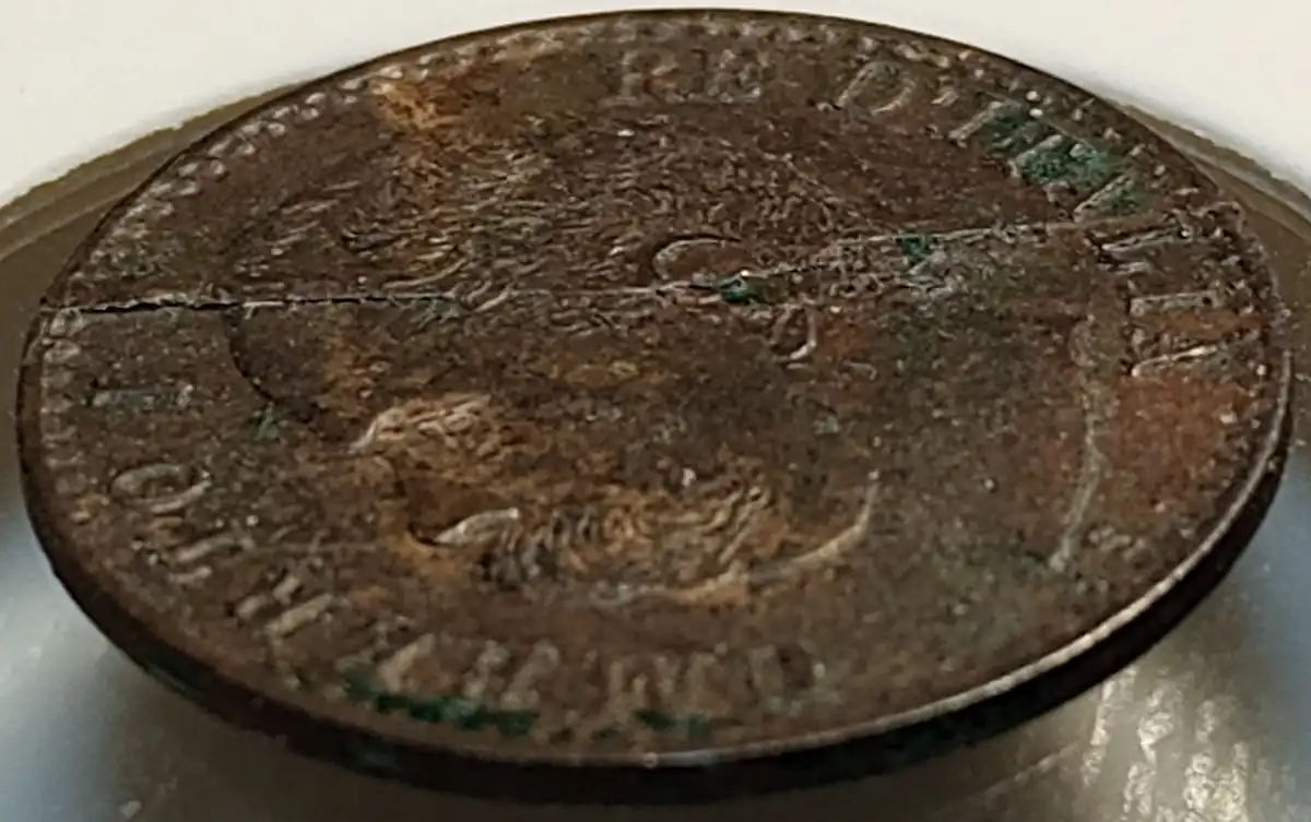 1895-R-Italy---1-Centesimo-W/Impact-Induced-Bi-Level-Radial-Die-Crack