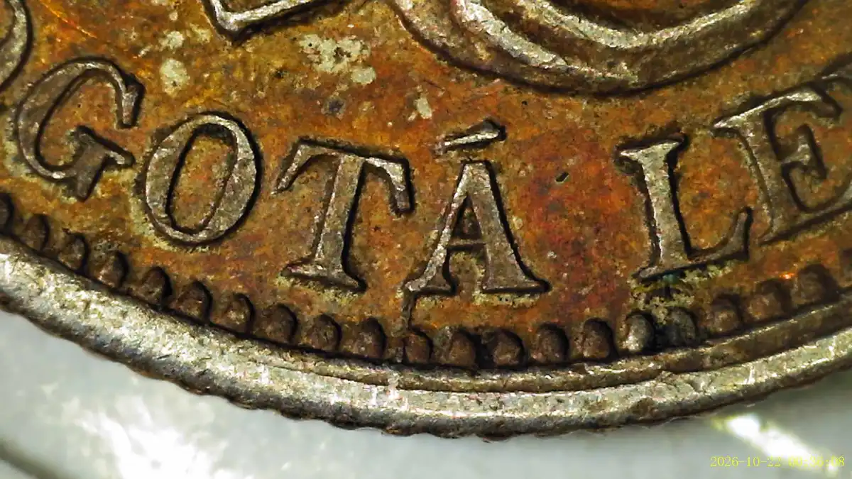 1897-Colombia---10-Centavos-W/Shattered-Die,-Re-Punched-Letters,-And-A-Possible-Small-Clip