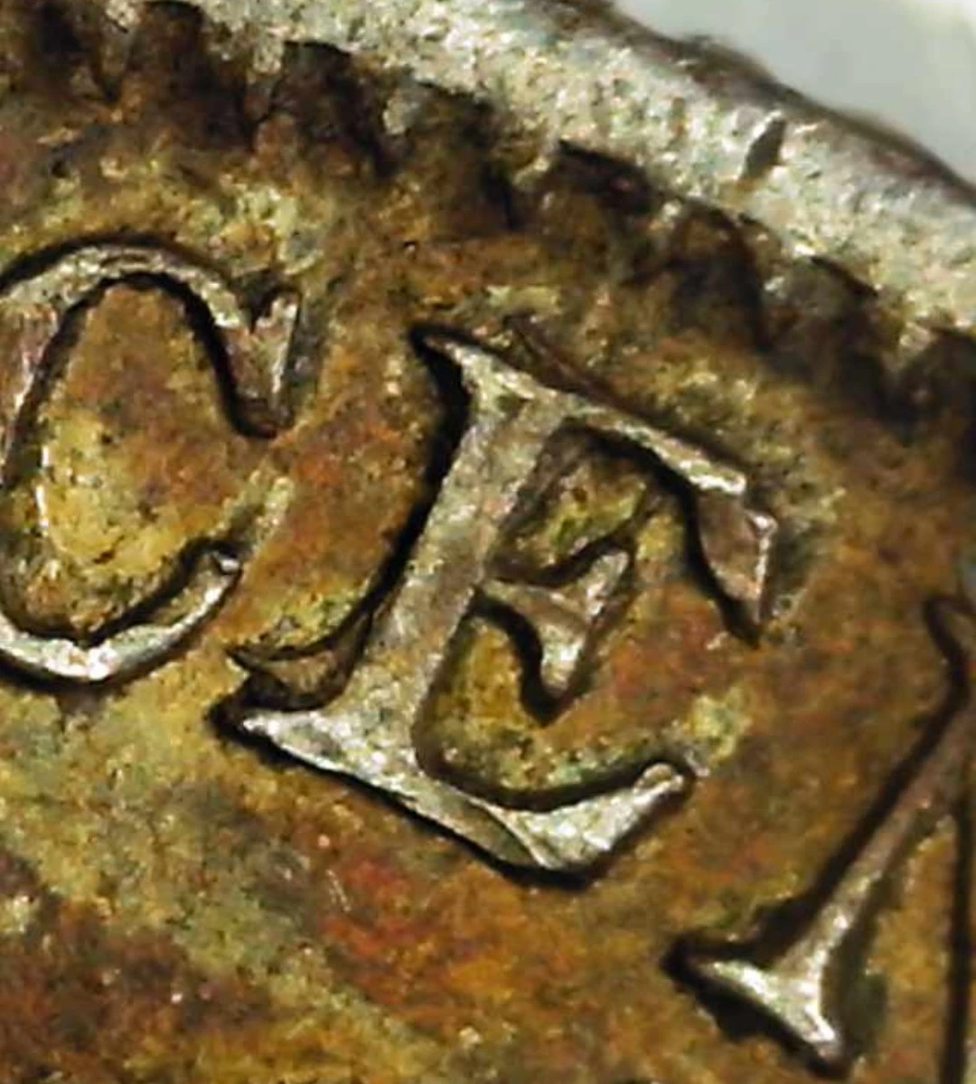 1897-Colombia---10-Centavos-W/Shattered-Die,-Re-Punched-Letters,-And-A-Possible-Small-Clip