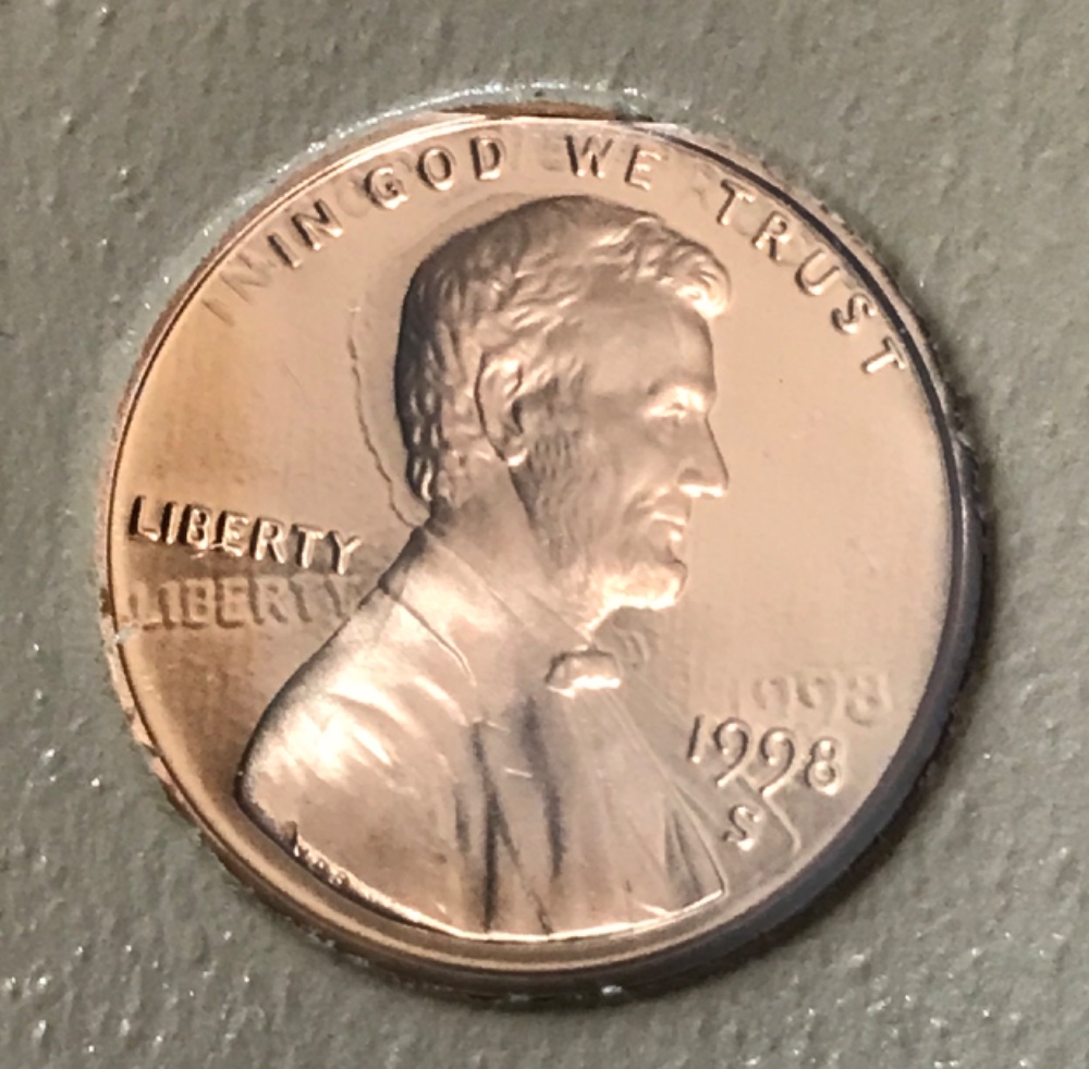 1998-S-Lincoln-Proof-Cent-Double-Struck-&-Rotated-In-Collar
