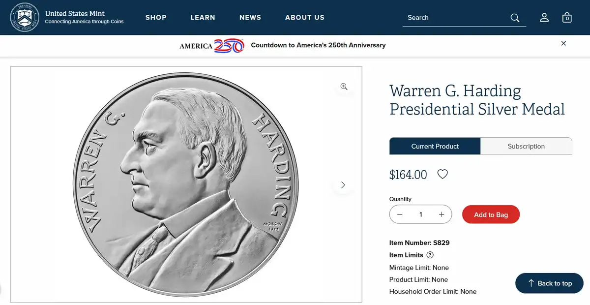 Warren-G-Harding-Presidential-Medal