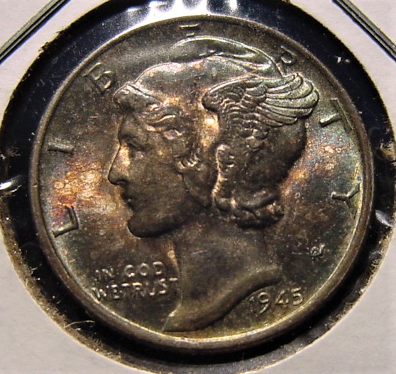 1945-D-Mercury-Dime-Toned-,-Help-On-Full-Bands-,-Need-Grade-From-CCF