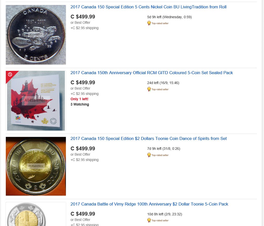 Canada-150-Quarter/Toonie-For-$1000!
