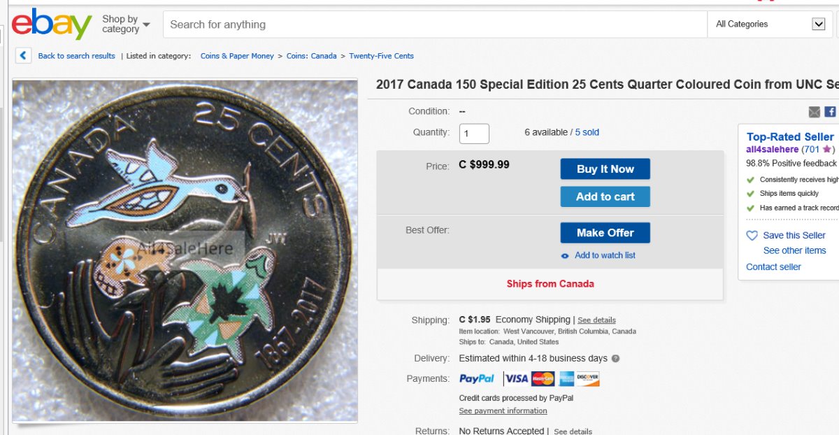Canada-150-Quarter/Toonie-For-$1000!