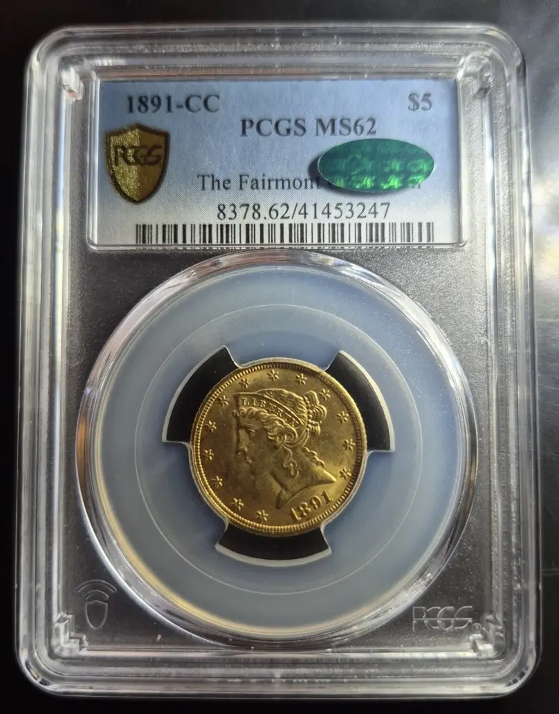 1891-CC-$5-Liberty-Head-Gold-Half-Eagle-CAC-MS-62---The-Fairmount-Collection