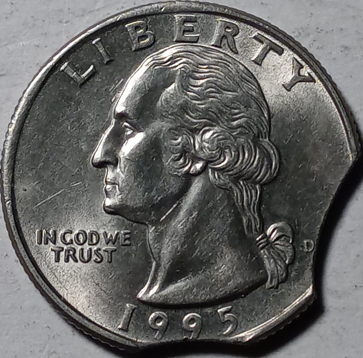 Double-Clips-Incomplete-Planchet-On-1995-D-Quarter