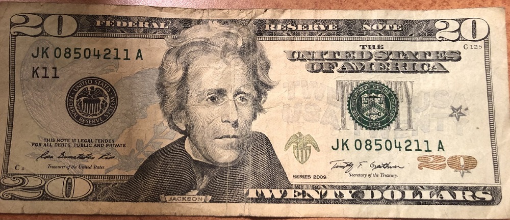 2009-Twenty-Dollar-Bill-With-2-Star-Stamps-Under-Mint-Print-Right-Side