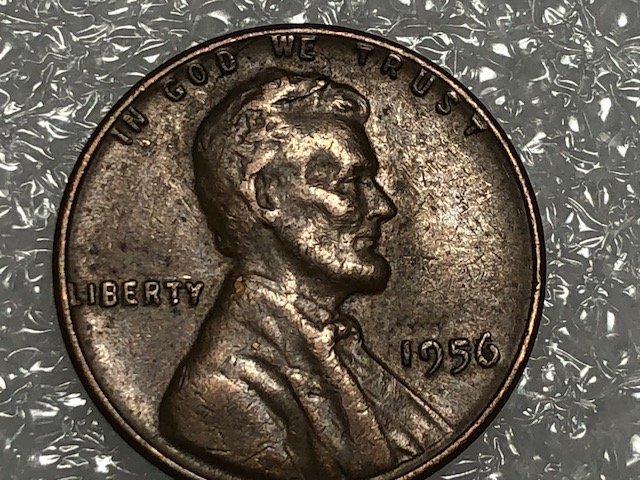 1956-One-Cent--Die-Chip--W/--Die-Crack