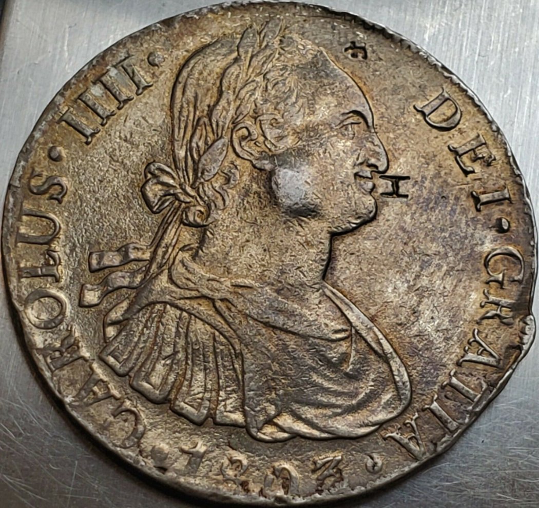 Circulated-Chopmarked-8-Reales-With-Identical-Chopmark-On-Reverse,-Modern-Forgeries?