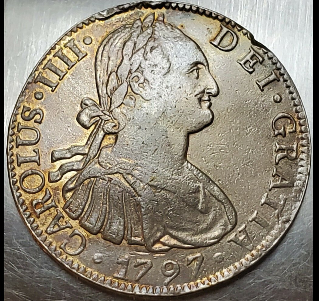 Circulated-Chopmarked-8-Reales-With-Identical-Chopmark-On-Reverse,-Modern-Forgeries?