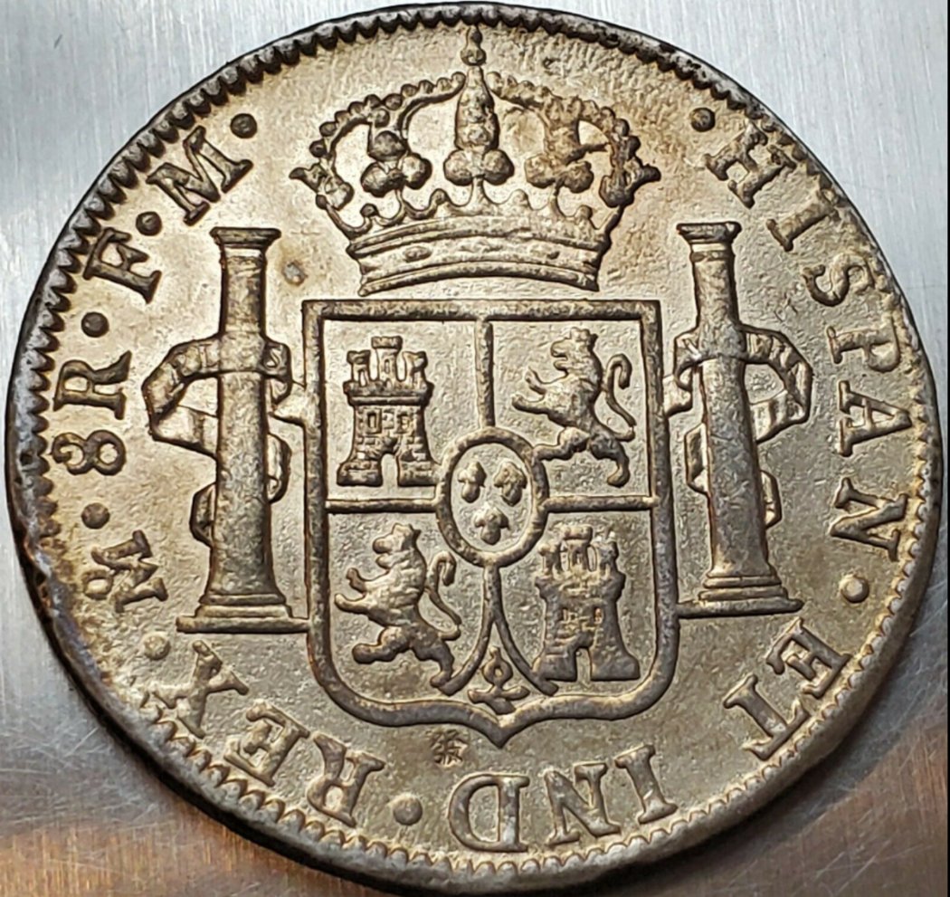 Circulated-Chopmarked-8-Reales-With-Identical-Chopmark-On-Reverse,-Modern-Forgeries?