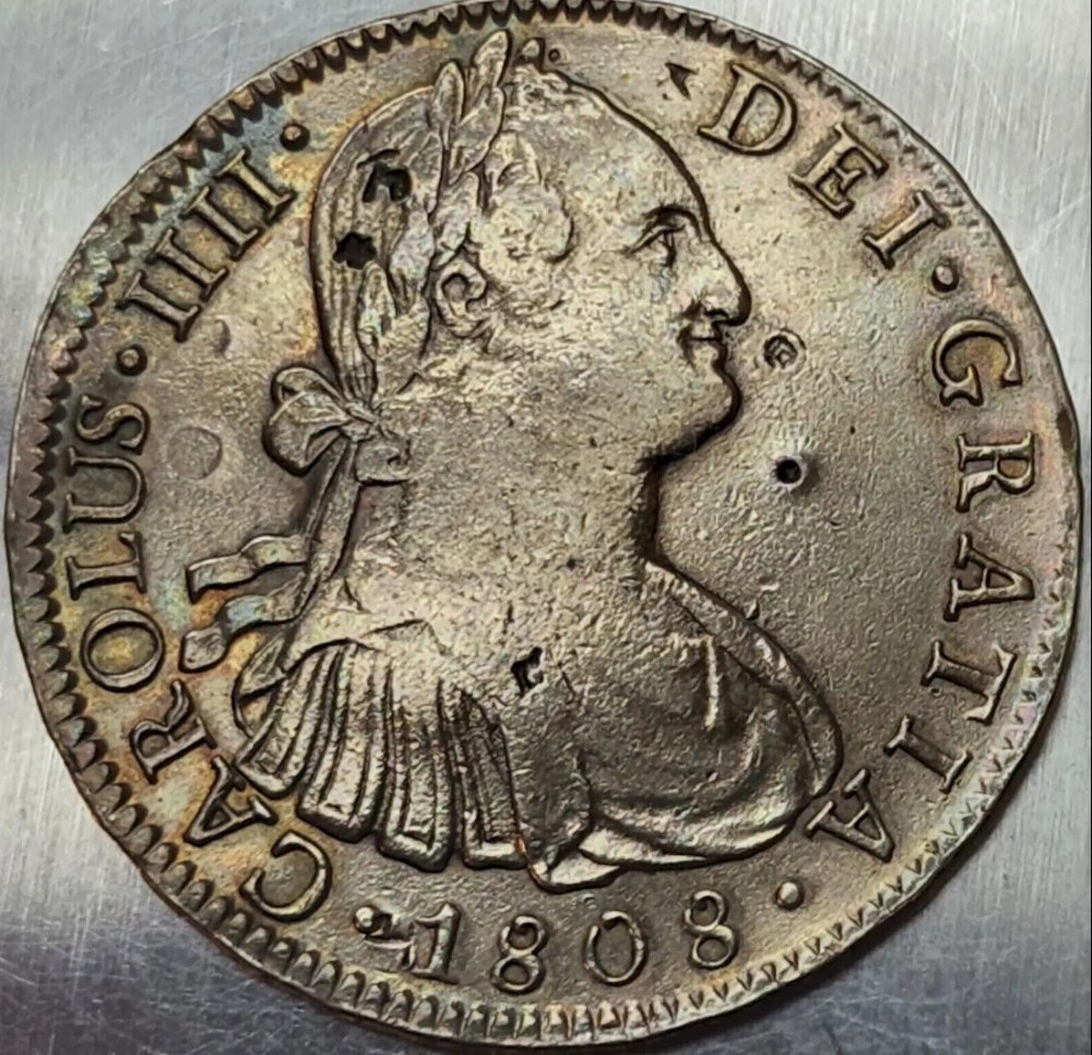 Circulated-Chopmarked-8-Reales-With-Identical-Chopmark-On-Reverse,-Modern-Forgeries?