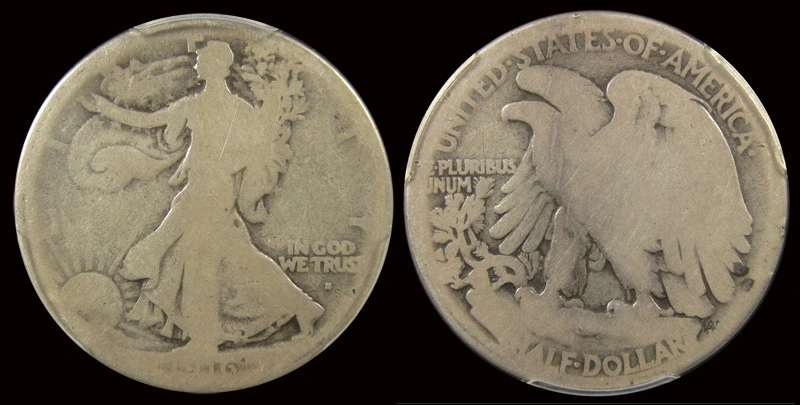 For-Grading,1916-S-Walling-Liberty-Half-Dollar-In-Bad-Condition,-Have-Fun.