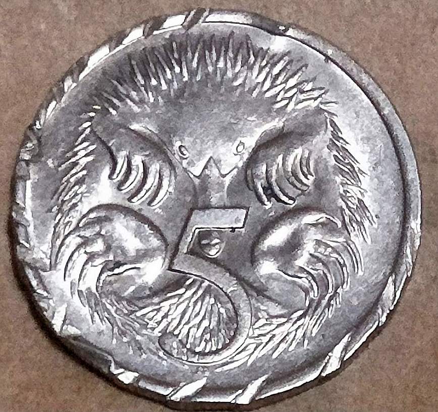 Australia-1982-5c-Five-Cent-Echidna---Is-This-A-PMD?