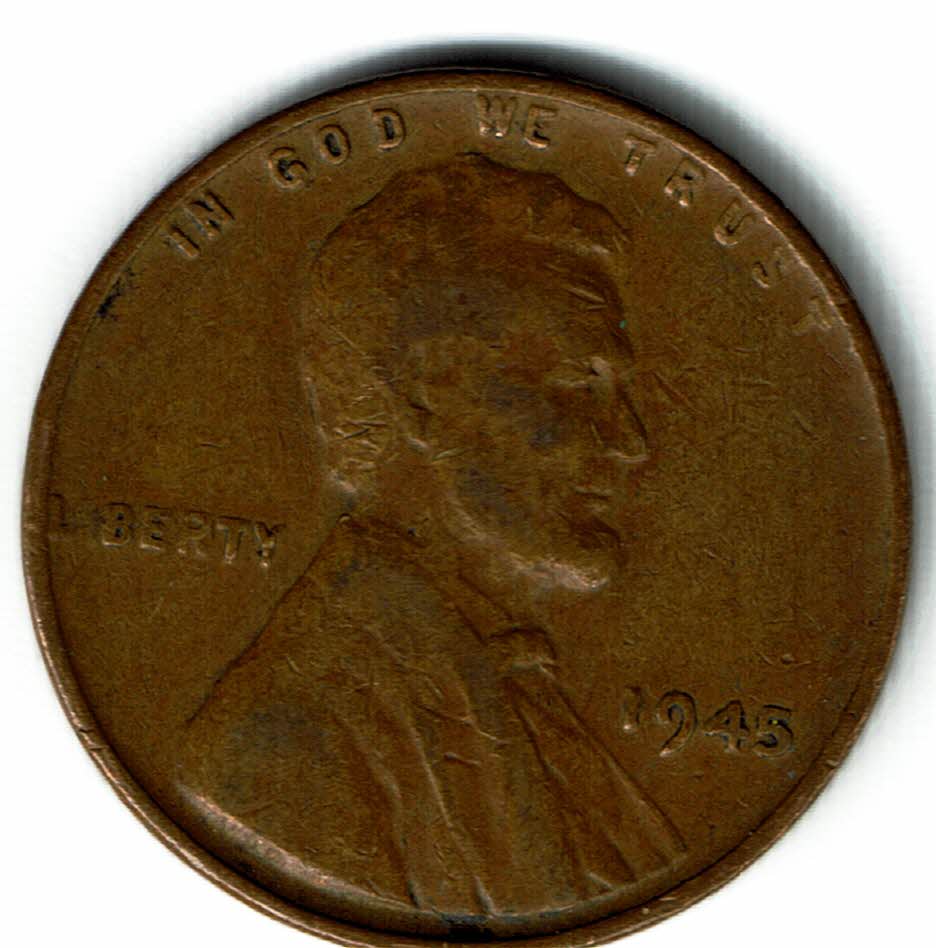 1945-Lincoln-Cent-Strikethrough-Or-Damage?
