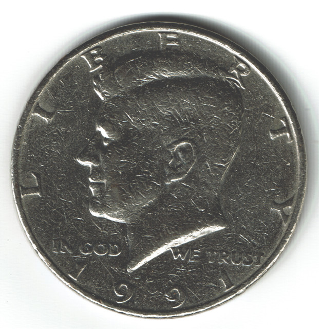 1991-Kennedy-Half-Struck-Through-Or-Damage-?