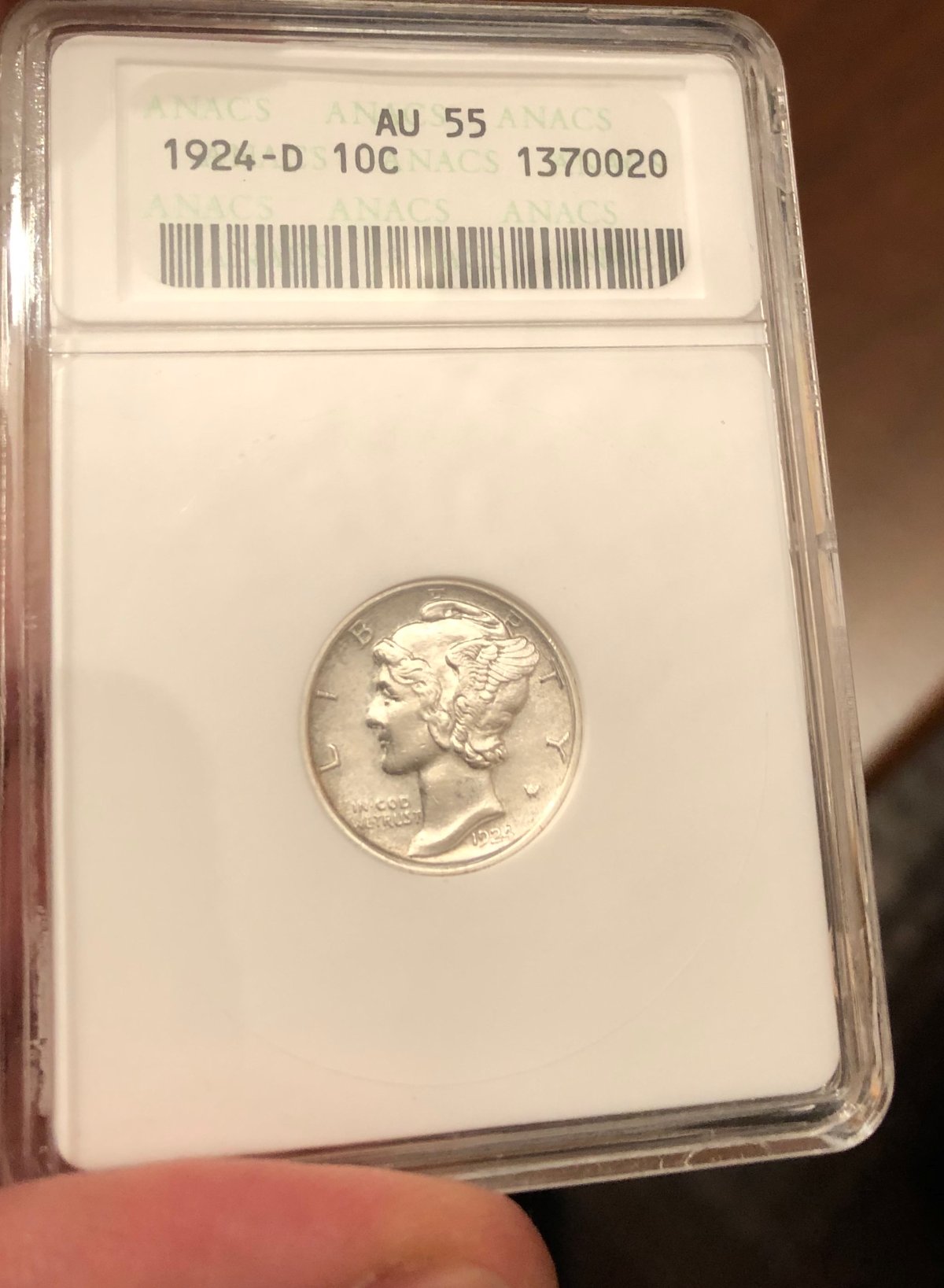 AU-55-Mercury-Dime-1924-D...no-Luster?