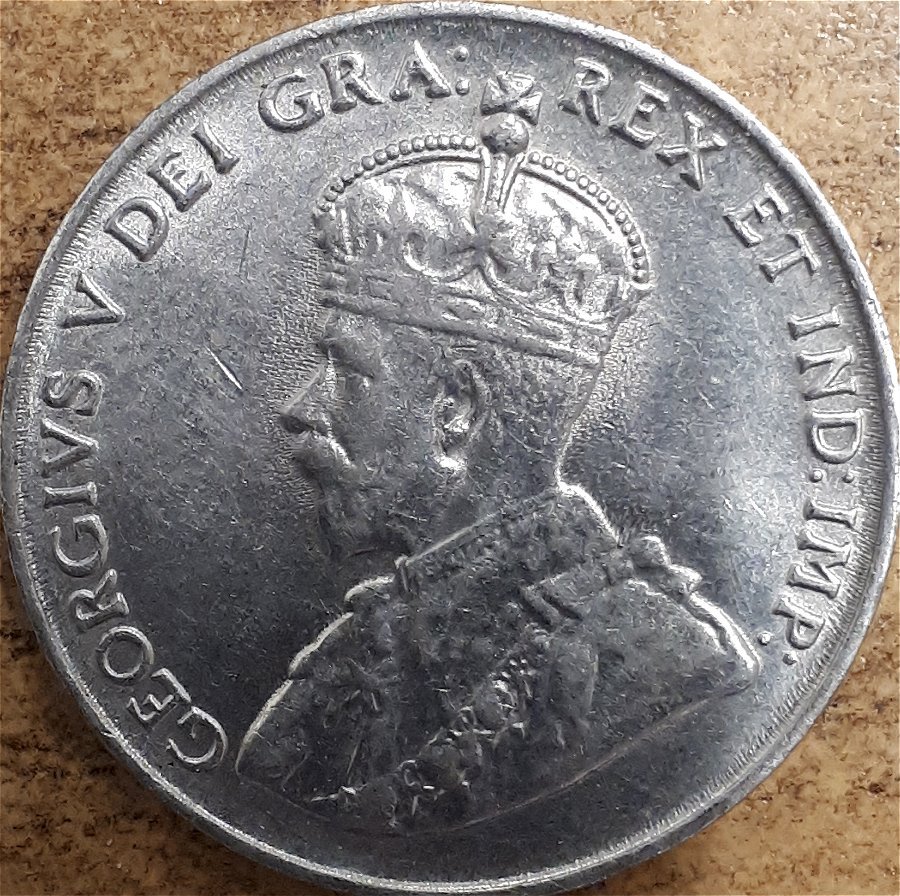 Canada--1923-5-Cent-With-Worn-Die,-For-Grading