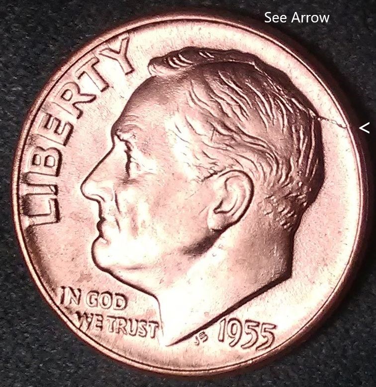 1955-Dime-With-Die-Cracks