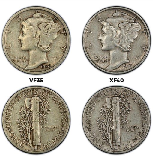 Mercury-Dimes---What-Distinguishes-A-VF35-From-An-XF40?