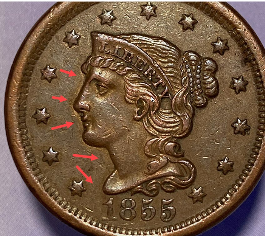 1855-Braided-Hair-Large-Cent---Grading-And-Comments