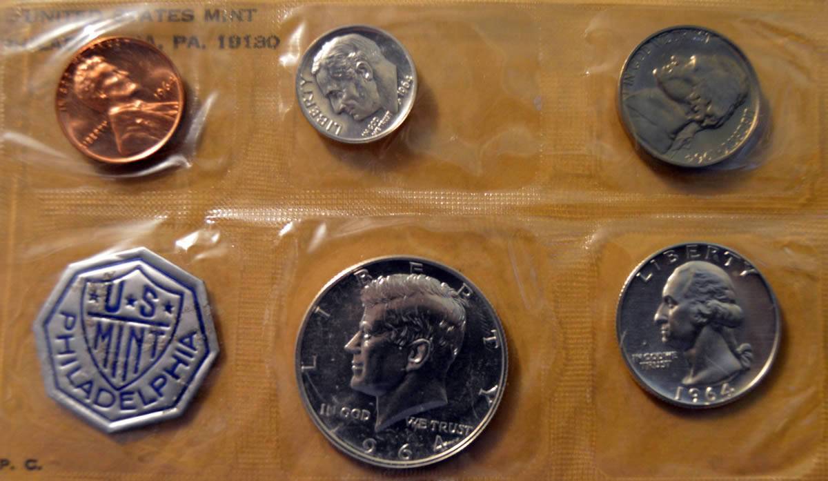 1964-Proof-Set-W/Accented-Hair-Kennedy