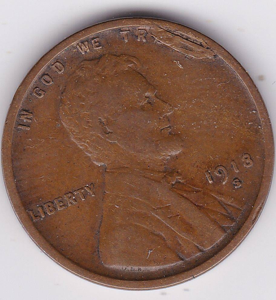 Bizarre-1918-S-Lincoln-Wheat-Cent.-Cud?-Retained-Strike-Through?-Weak-Rev?
