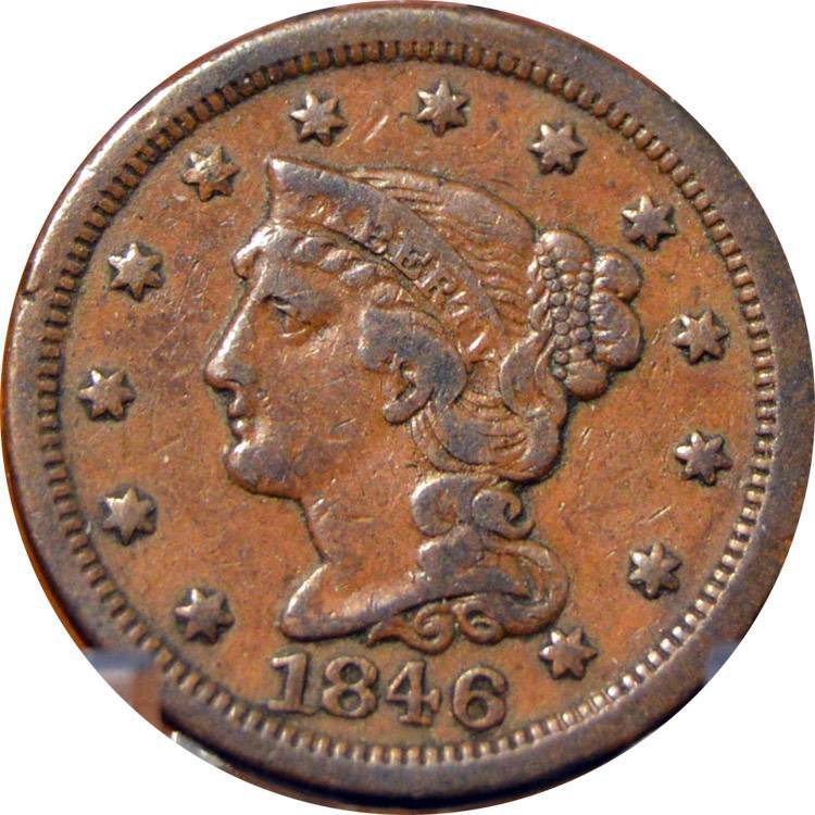 1846-Braided-Hair-Large-Cent-For-Grading-*-New-Pictures-Added-*