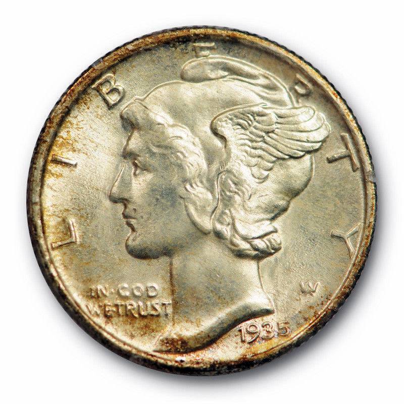 1935-Mercury-Dime-For-Grading,-Old-Rattler