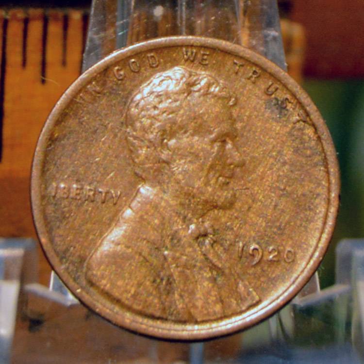 1920-Lincoln-Wheat-Cent-W/Woodgrain-Toning-For-Grading