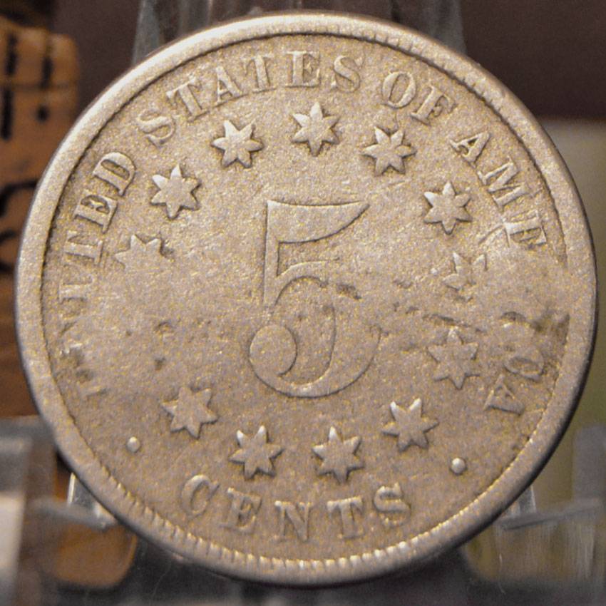 Counterstamped-Combo:-1870-Shield-Nickel-&-1871-Indian-Head-Cent-Same-Stamp