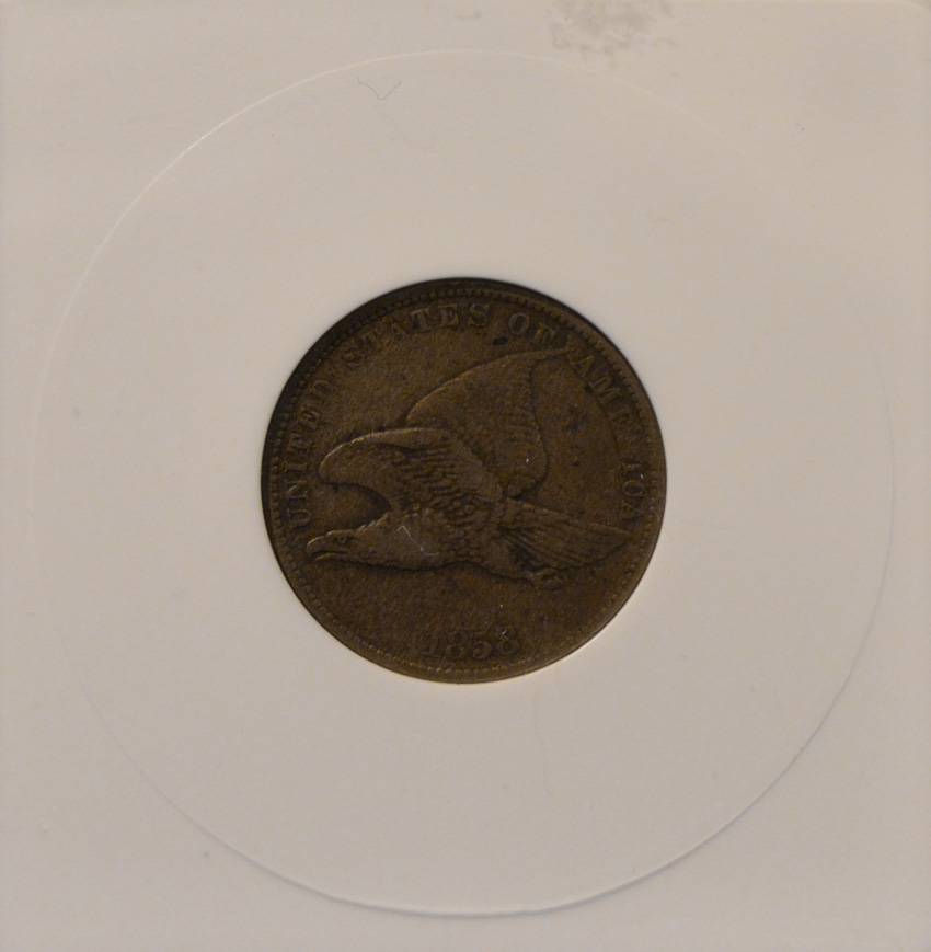 1858-Small-Letters-Flying-Eagle-Cent,-Retained-Cud/Break,-Die-Crack