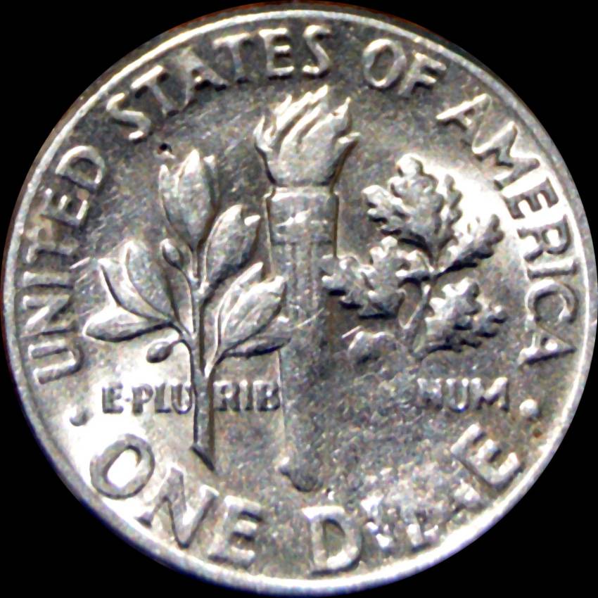 1976-D-Roosevelt-Dime,-Reverse-Grease-Filled-Die/Struck-Through