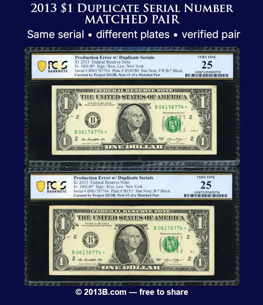Ends-Feb-15-2026:-Rare-Duplicate-Serial-Number-Star-Note-Matched-Pair-Vf25,-VF25