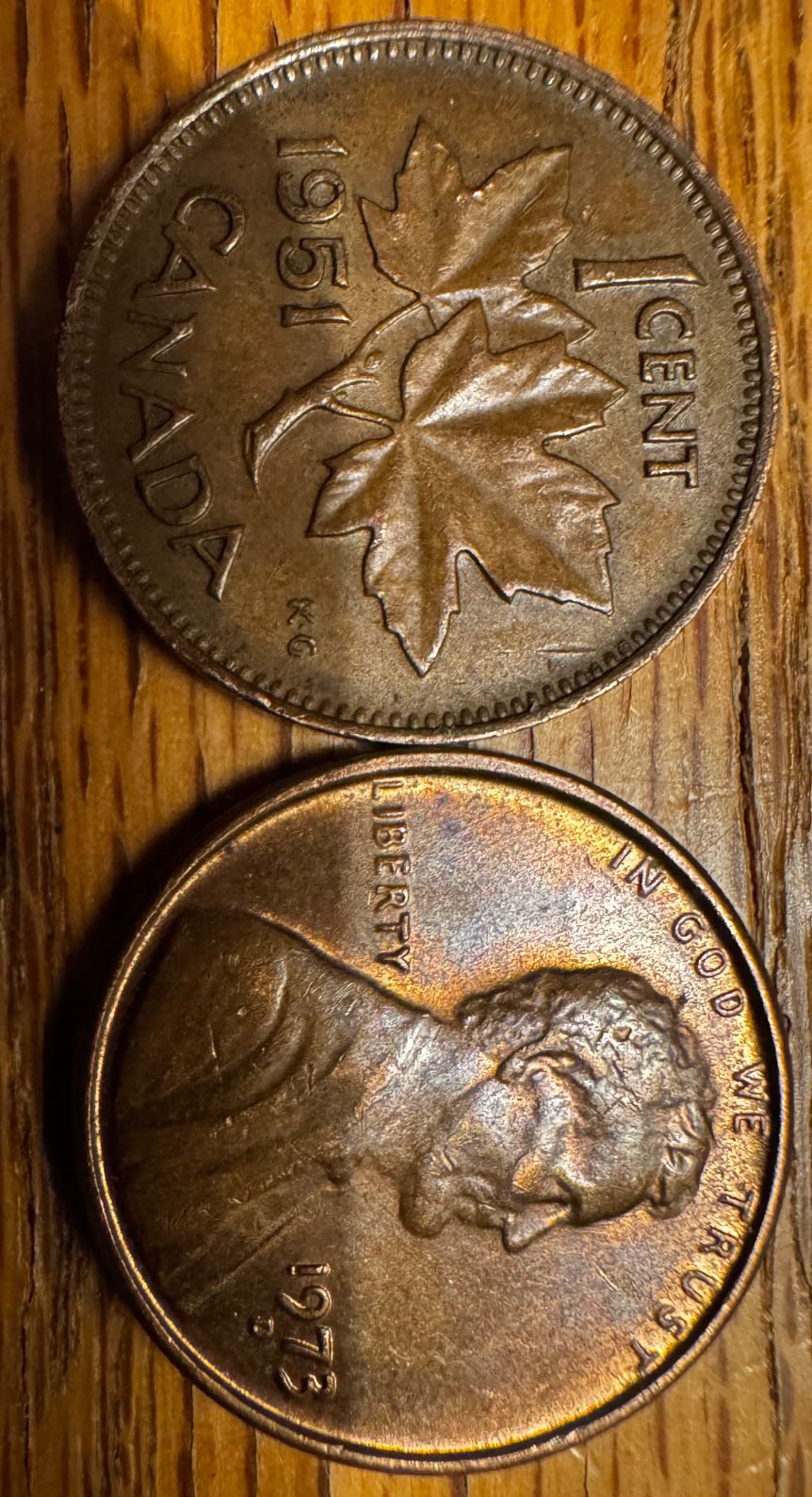 1973-D-US-Penny-On-A-Canadian-1-Cent-Planchet