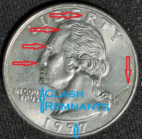 1997-P-25c-Washington-Quarter-Precud,-Spike-Head,-And-Clash