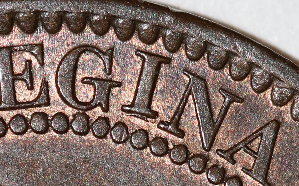 Die-Crack-On-Obverse-And-Reverse-Of-1859-Victoria-Cent