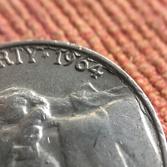 1964-D-Nickel-Metal-Buildup-Inner-Edge---PMD,-Lamination-Error?