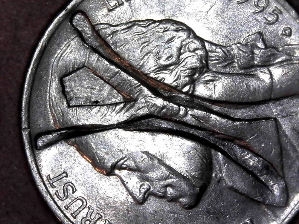 Off-Center-Double-Stike-With-Blank-Planchet?1995-Nickle