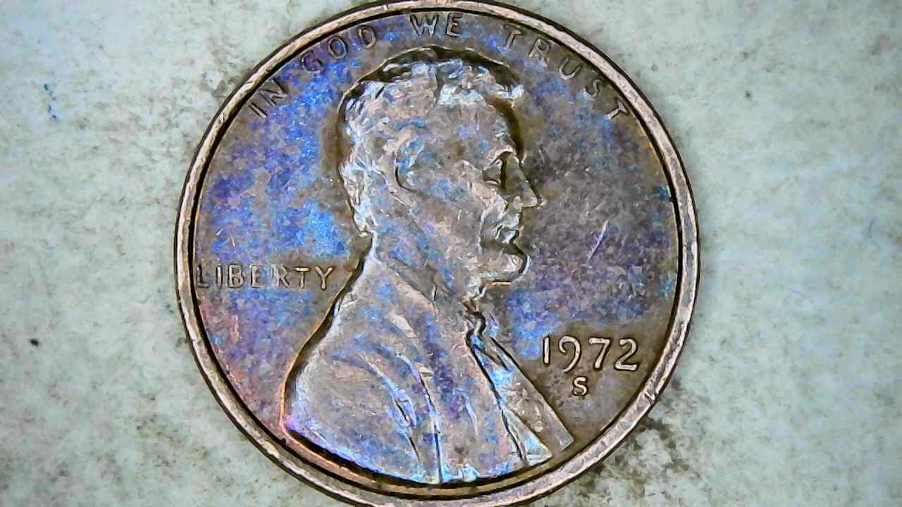 1972-S-Cent-What-Causes-It-To-Have-Such-A-Purple-Tint-To-It-What-Is-That-Below-The-Chin