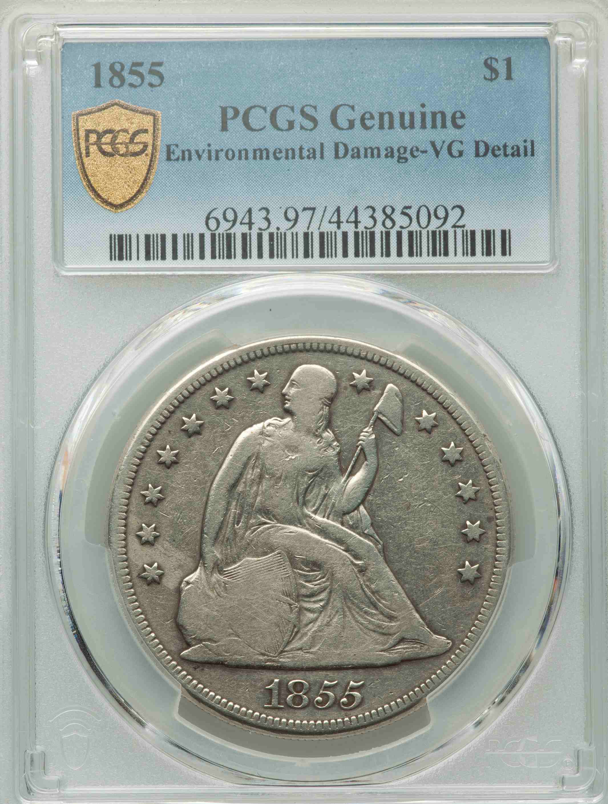 1855-Seated-Liberty-$1-PCGS:-A-Dickensian-Tragedy-Of-Surfaces
