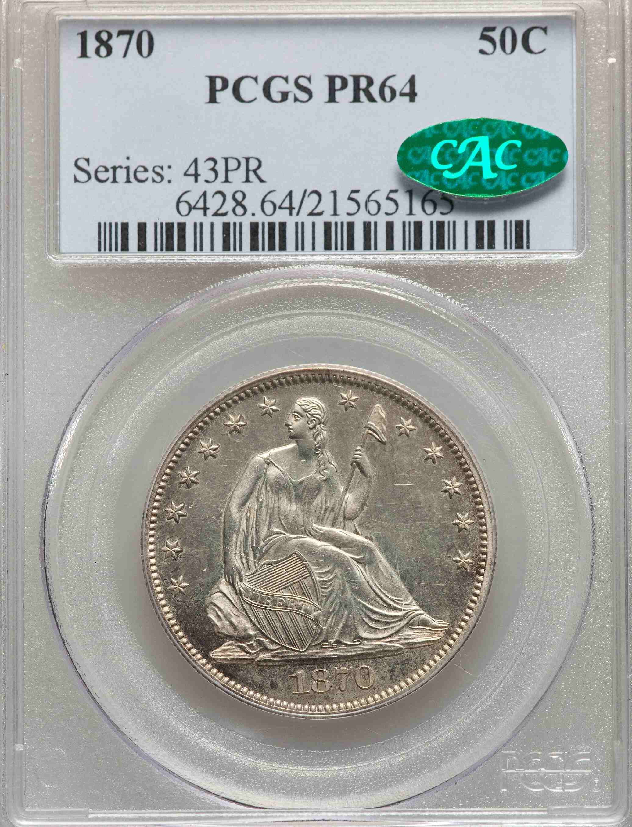 1870-Seated-Liberty-Half-PCGS:-Nice-Coin,-Scratchy-Slab